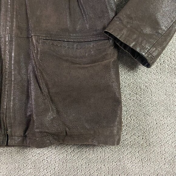 Nickelson Leather Jacket Men's Large Fits like XL Brown Double Zipper - Picture 3 of 14